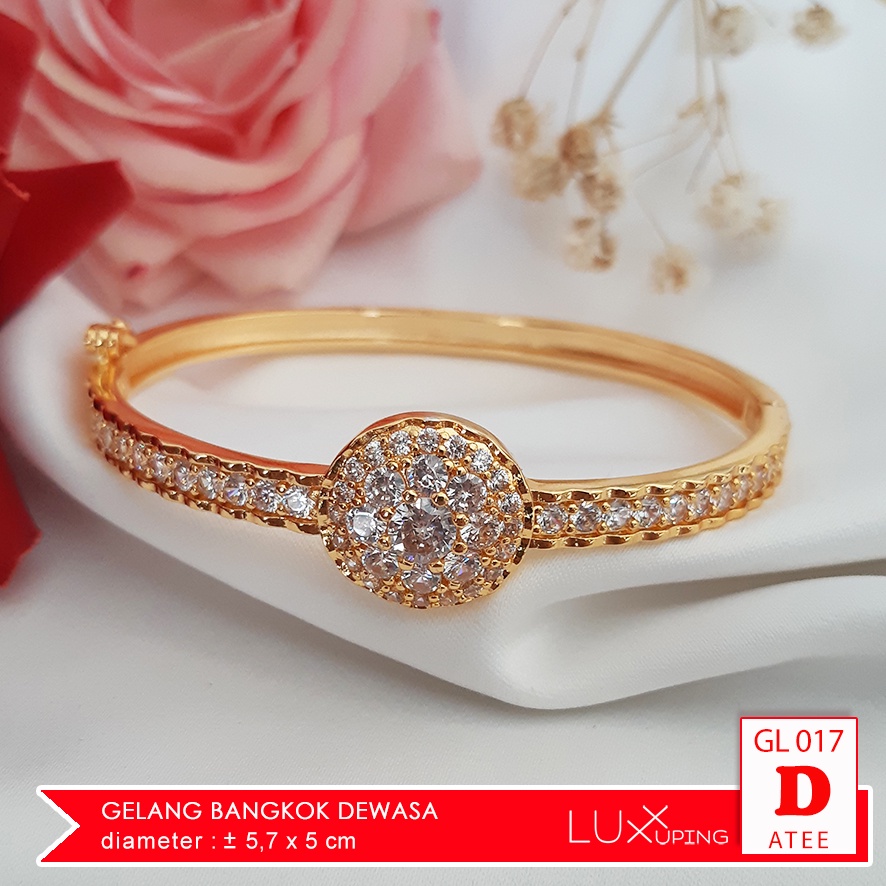 GL 017 Gelang Bangkok Terlaris Anggun Zirkon Perhiasan Imitasi Lapis Emas 18K Gelang Pesta Permata Mewah Luxx Xuping