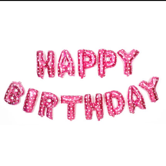 Balon Huruf Foil Happy Birthday Warna Pink Biru