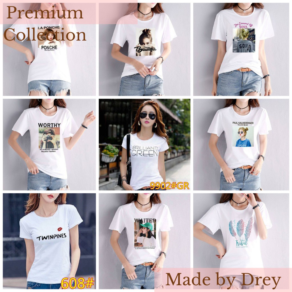 Kaos wanita import spandex premium model korea / T-shirt wanita import spandex