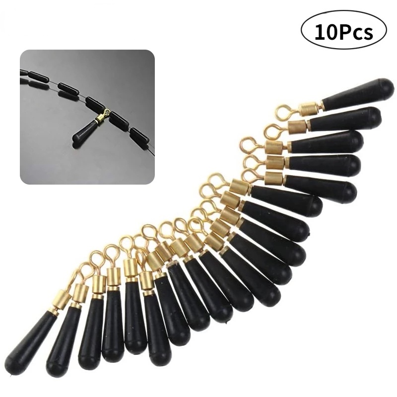 10pcs Pelampung Pancing Bahan Karet Dengan Kepala Tembaga