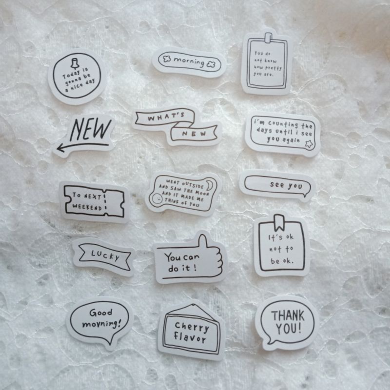 

B&W STICKER GREETING UNTUK JOURNAL DIARY SCRAPBOOK (1PC)