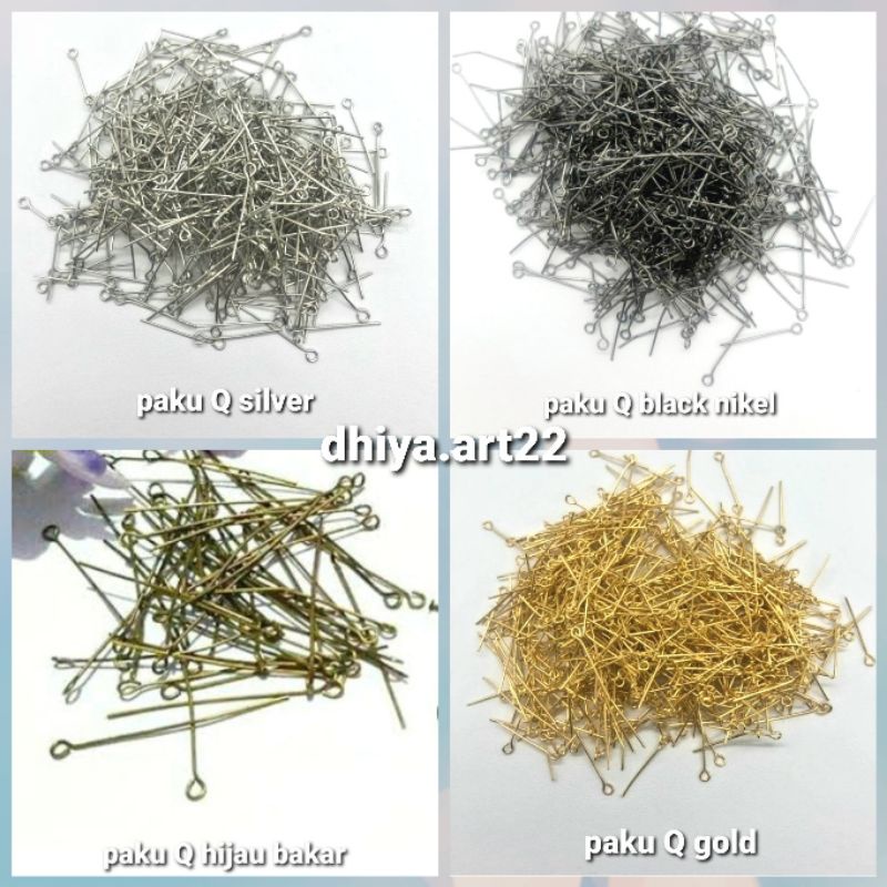 25 gram paku cumi / paku Q silver gold hitam hijau bakar diy meronce membuat gelang kalung