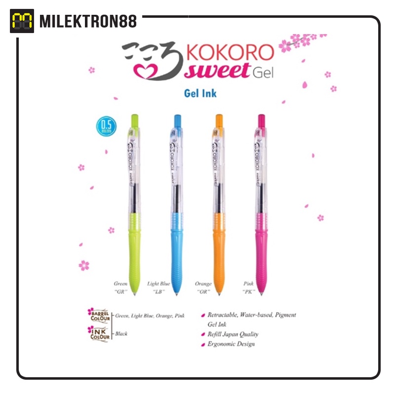 

ZEBRA Kokoro Gel Pen 0.5 mm Black Ink Pulpen Gel Tinta Hitam
