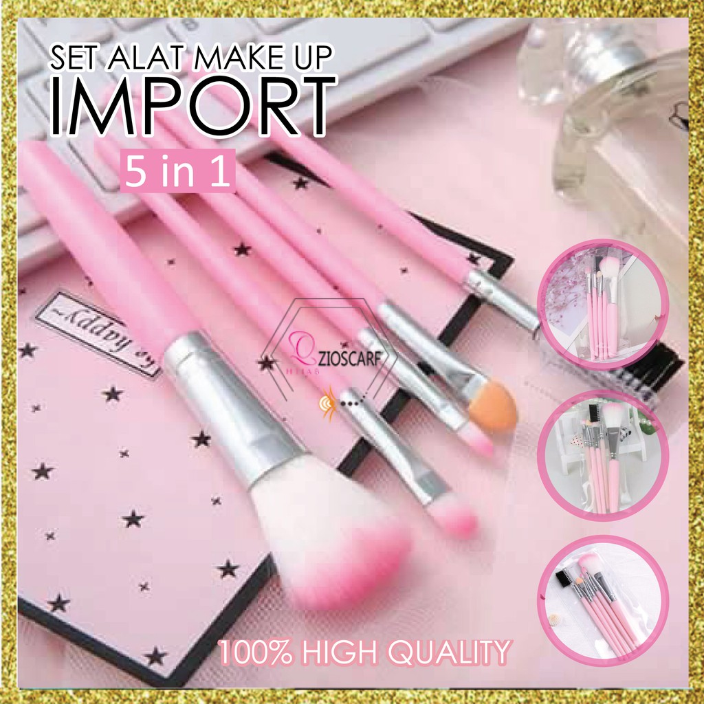 SET BRUSH MAKE UP 5IN1 / SET ALAT MAKE UP IMPORT / SET BRUSH KOSMETIK MX1028 zio