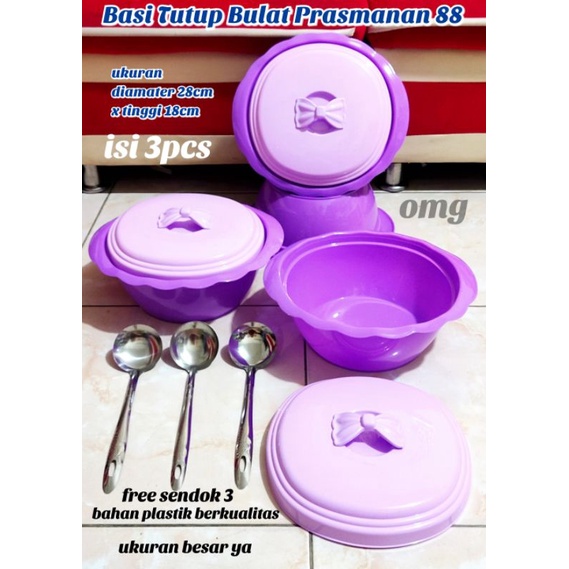 Basi Tutup Bulat Prasmanan 88 / Prasmanan Bulat Plastik isi 3pcs