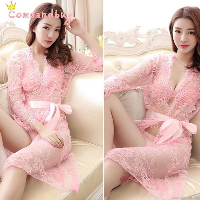 Baju Tidur - Set Dress Lingerie Transparan + Celana Dalam Untuk Wanita