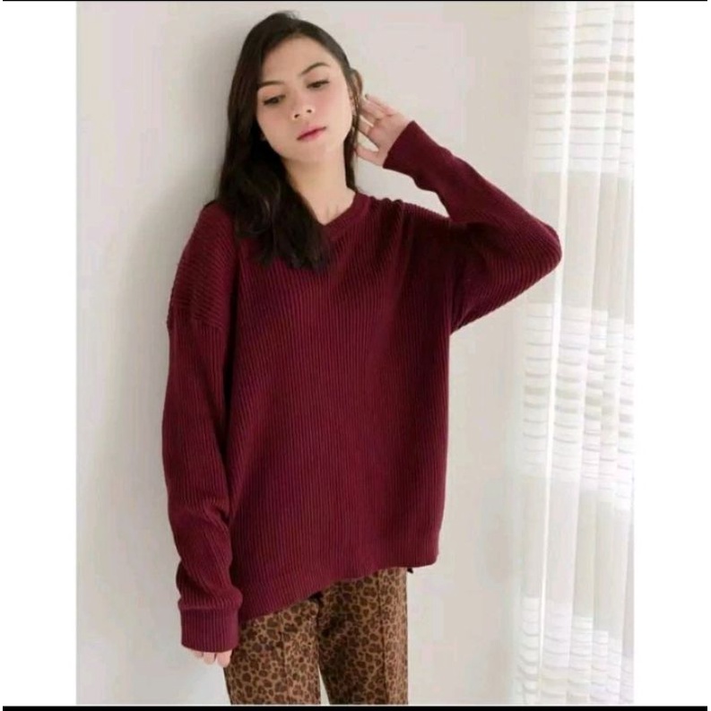 BOXY V-NECK VIONA/ATASAN RAJUT WANITA/BB,40-50-65,KG/SWEATER RAJUT KEKINIAN