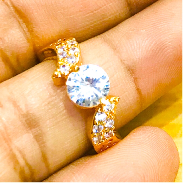 Cincin wanita lapis emas / cincin berlian replika / cincin permata / berllian replka /cincin