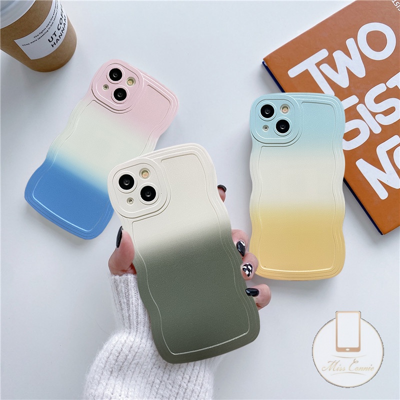 Casing OPPO A17 A78 A96 A15 A12 A55 Reno 8t A57 A77 A95 A16K A1K A7 A15s A5s A54 A16E A74 A76 A16 A3s F9 A53 A9 A5 A16s A12E A52 A72 A35 Simple Colorful Gradient Wavy Edge Case