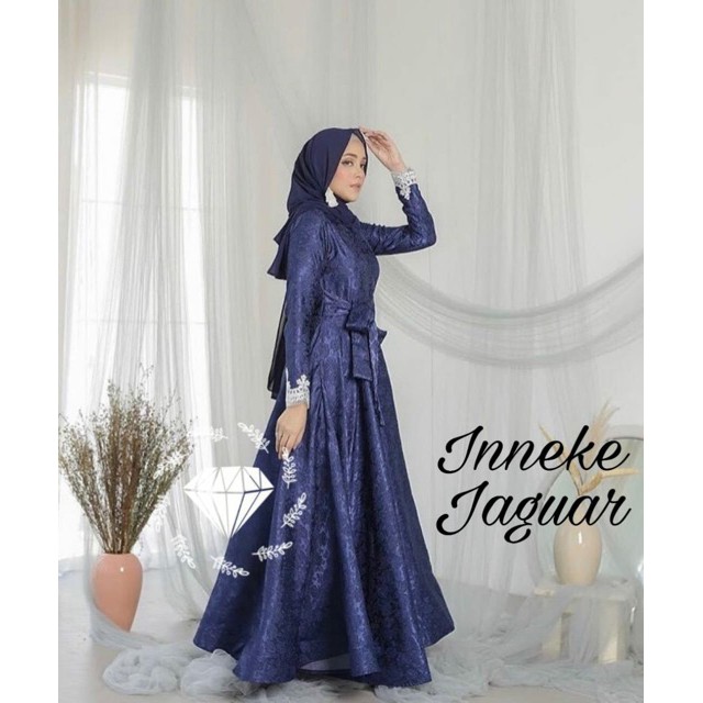 Maxi Inneke Dress Gamis Jaguar Glitter Kombi Renda Gamis Pesta Harga Murah Shopee Indonesia