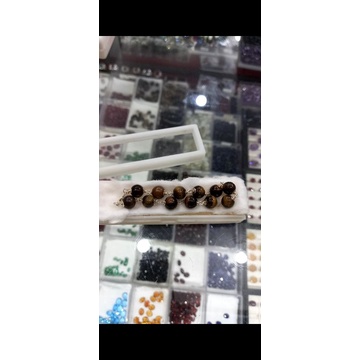 gelang batu akik tiger eye ikat perak
