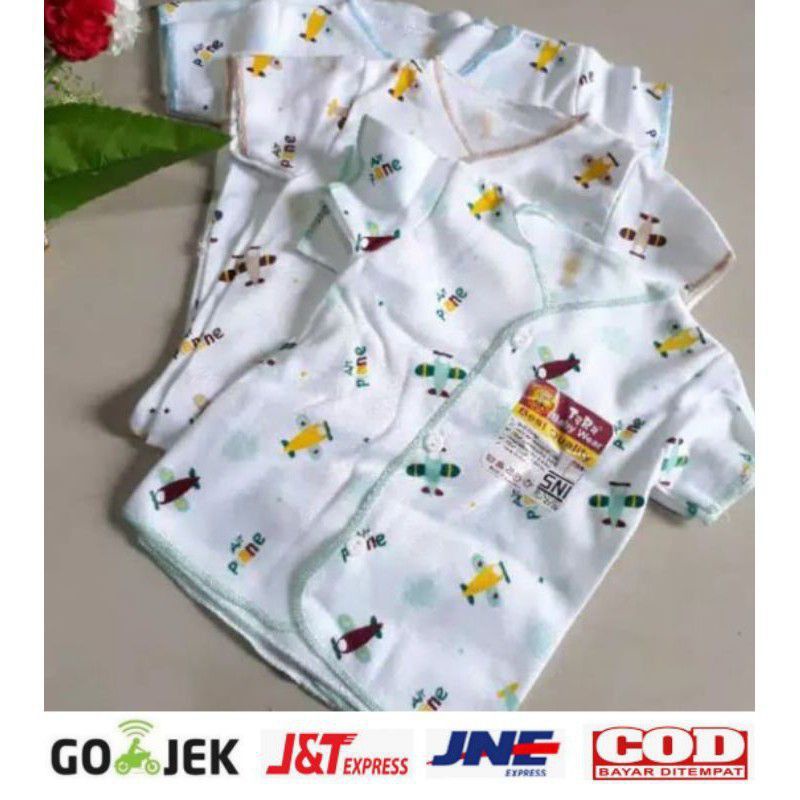 BAJU BAYI TARA SNI TANGAN PENDEK 0-3M CORAK KECIL Neci Putih fp