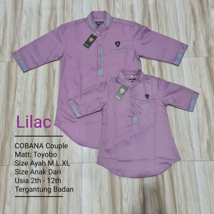 Set-Family-Muslim-Busana- Baju Koko Kurta Couple Lilac Original Cobana - Lilac, 2 -Busana-Muslim-