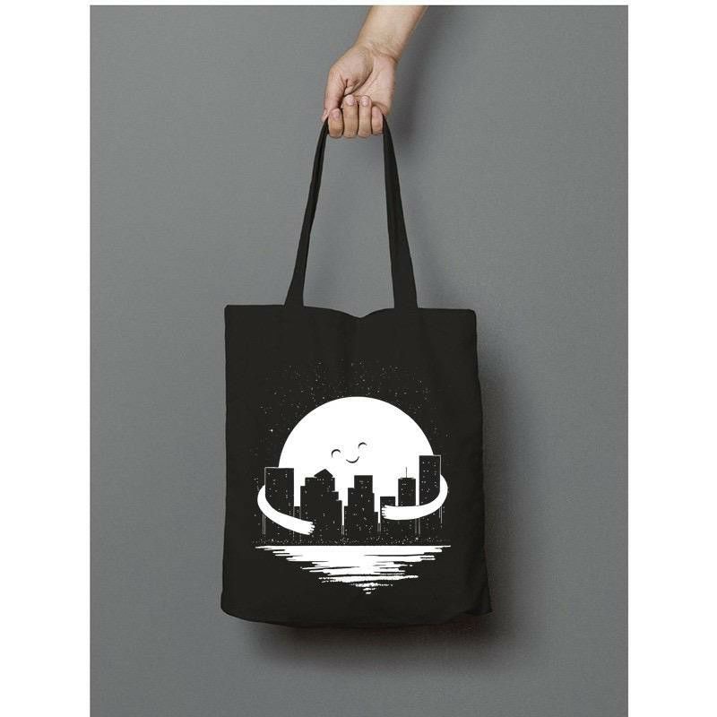 Arifirn Bulan Memeluk Kota - Tote Bag Wanita Murah ( Pakai Resleting)