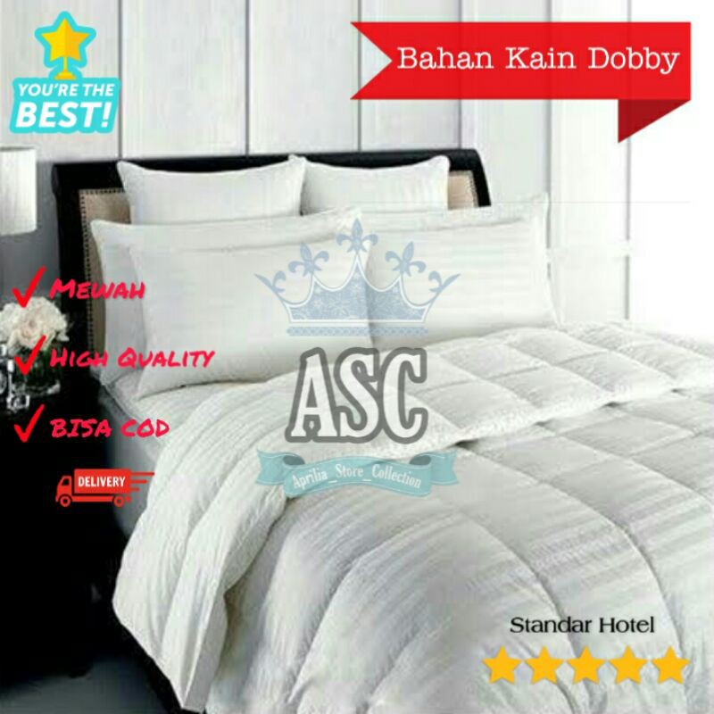 Sprei King Koil Seprai Hotel Kingkoil Cover Spring Bed Matras Bahan Dobby Premium Warna Putih Uk.160