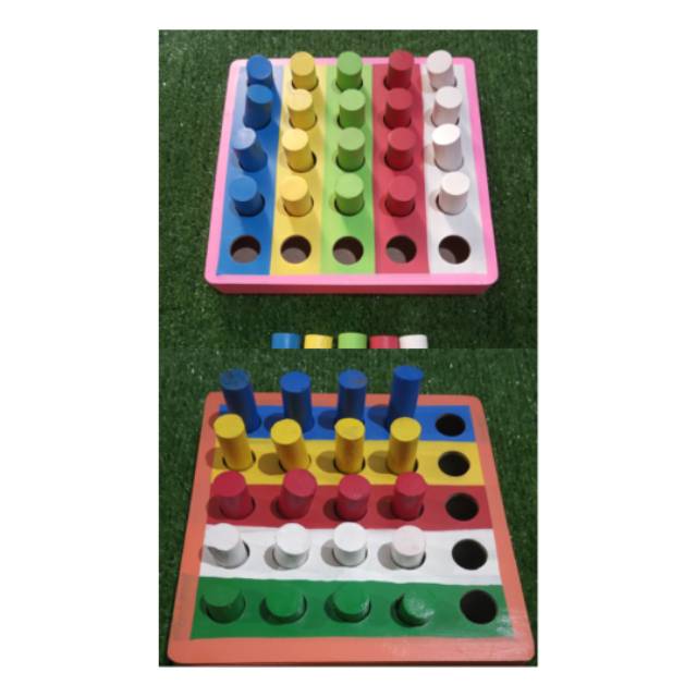 NusaEduToys - MAINAN KAYU / pasak warna / mainan kayu silinder
