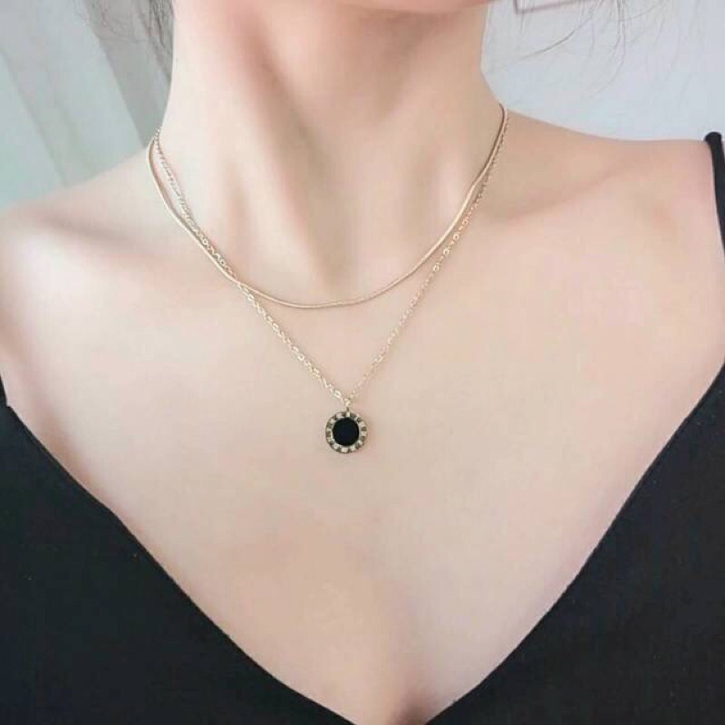 KALUNG TITANIUM ANTI KARAT DUA LAYER KOIN ROMAWI