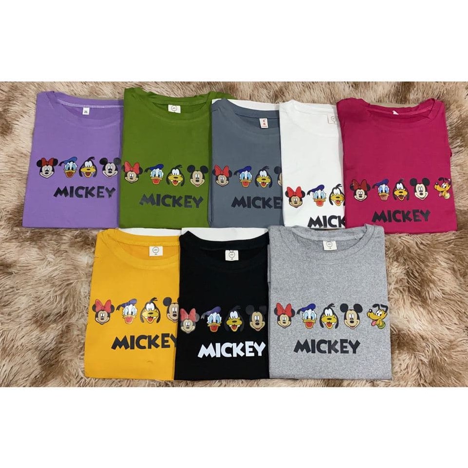 Oversize Tee Tshirt   Model Longgar Untuk Wanita Motif MF Mickey Friends