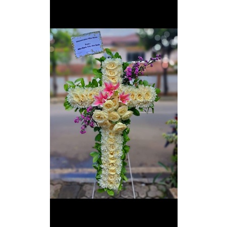 Jual Karangan Bunga Salib Standing Flower Duka Cita Krans Duka