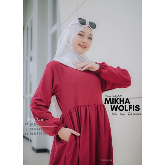 Gamis Wolfis M-XL Basic Babydoll/ Dress Babydoll Wolfis Seri 2