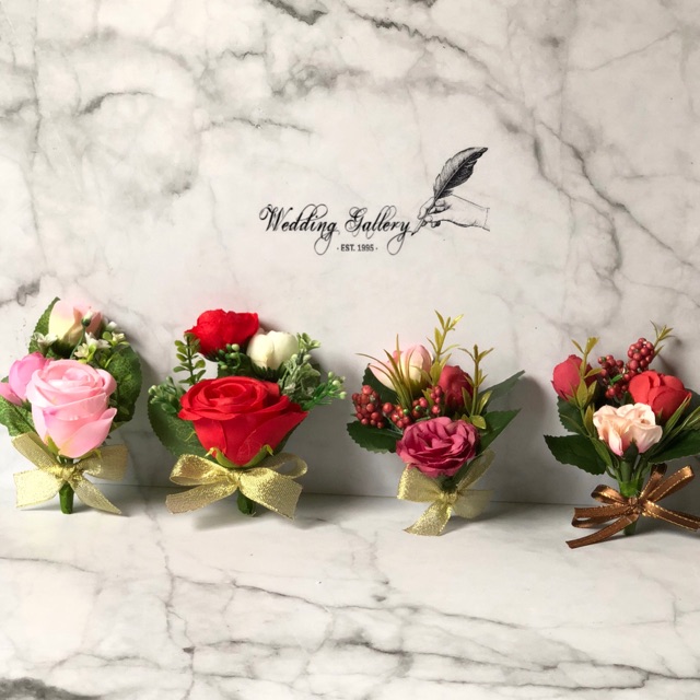 Bunga dada corsage jas bunga jas pengantin groom dan keluarga ready stok pink merah dll