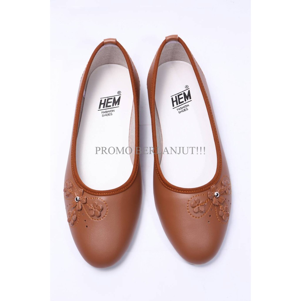 SPECIAL HARGA Sepatu Wanita Flatshoes HEM Coklat - 604