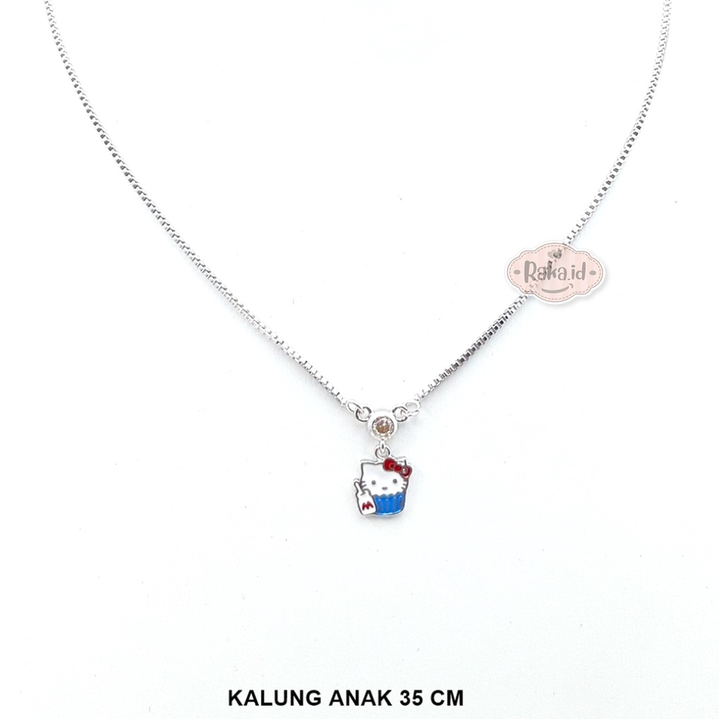 Kalung Anak Rantai Italy Bandul Hello Kitty Cupcakes Biru Perhiasan Cantik Anak 1015