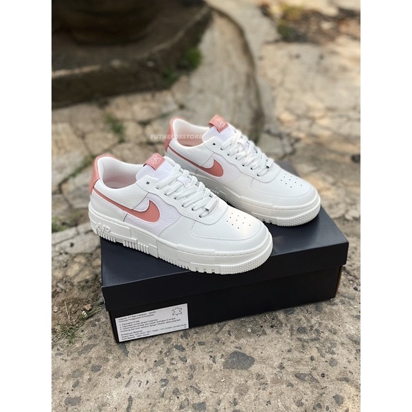 white and rust pink air force 1