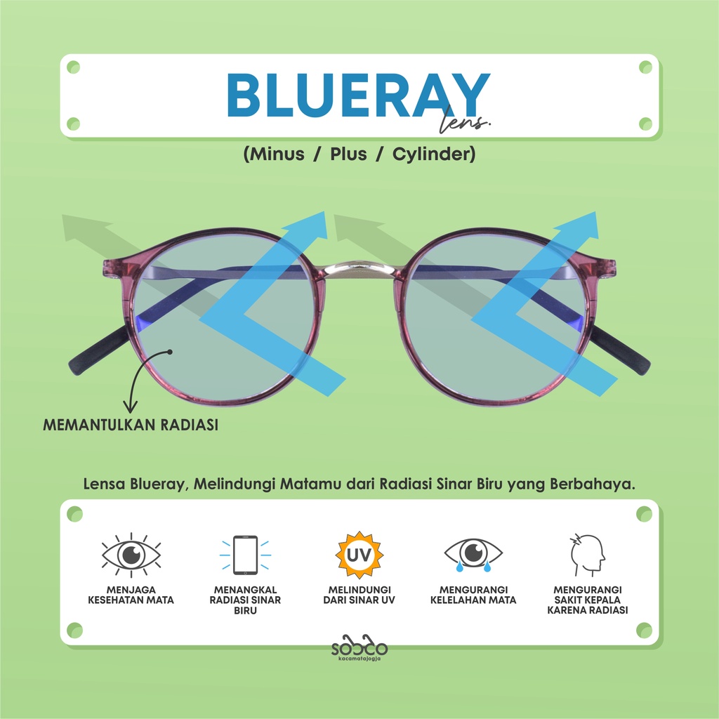 Lensa Blueray Anti Radiasi minus 4.25 sampai minus 8.00