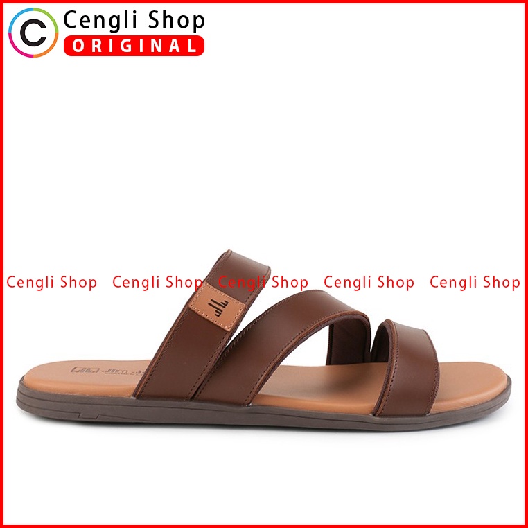 SANDAL CASUAL JIM JOKER PRIA ORIGINAL SLIDE KULIT BRANDED COKLAT JJ33