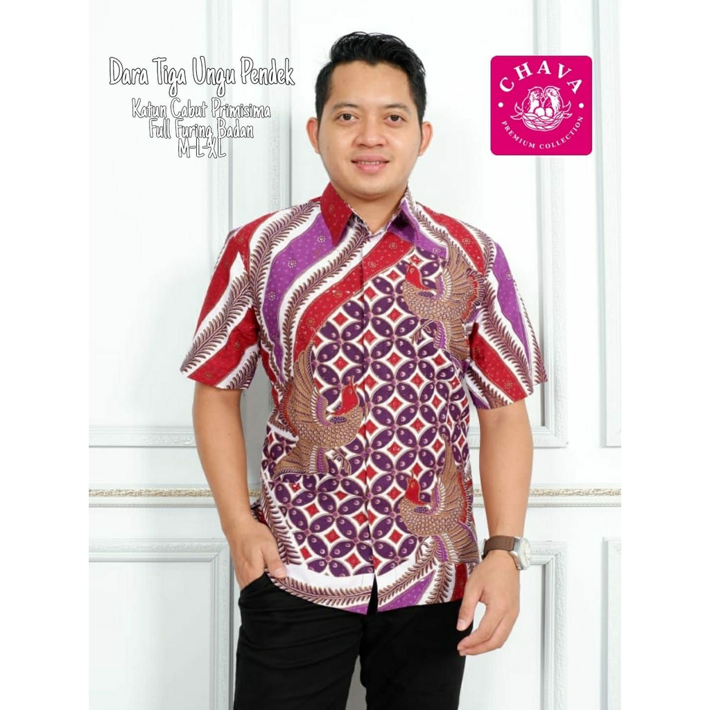 Batik Lengan Pendek Warna Ungu Batik Pendek Warna Merah Batik Pria Warna Lilac/Magenta Batik Solo