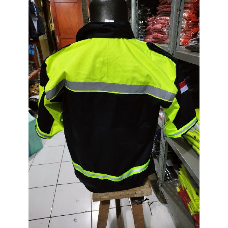 LENGAN PENDEK RESLETING BAJU SAFETY NAVY GELAP HIJAU STABILO