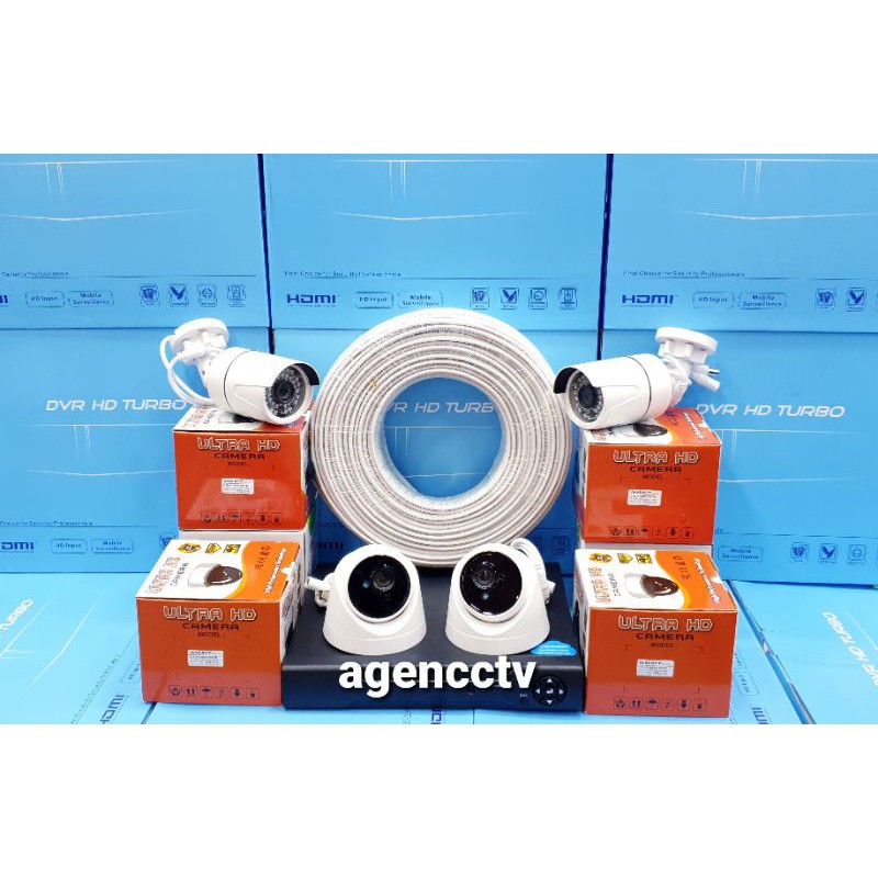 PAKET CCTV 4 CHANNEL 4 KAMERA LENSA 8MP 1080P CHIPSET SONY XMORE ULTRA HD