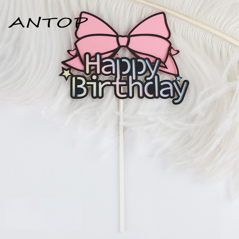 Selamat Ulang Tahun Kue Topper Mahkota Busur Kue Masukkan Dekorasi Pesta Ulang Tahun ANTOP