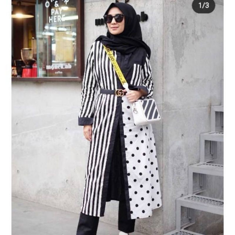 preloved MONEL dress dot stripe