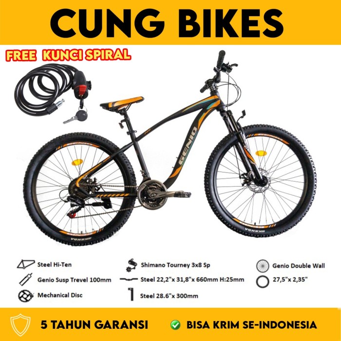 GENIO M 348 SEPEDA GUNUNG MTB 27.5 24 SPEED SHIMANO FRAME INNER CABLE
