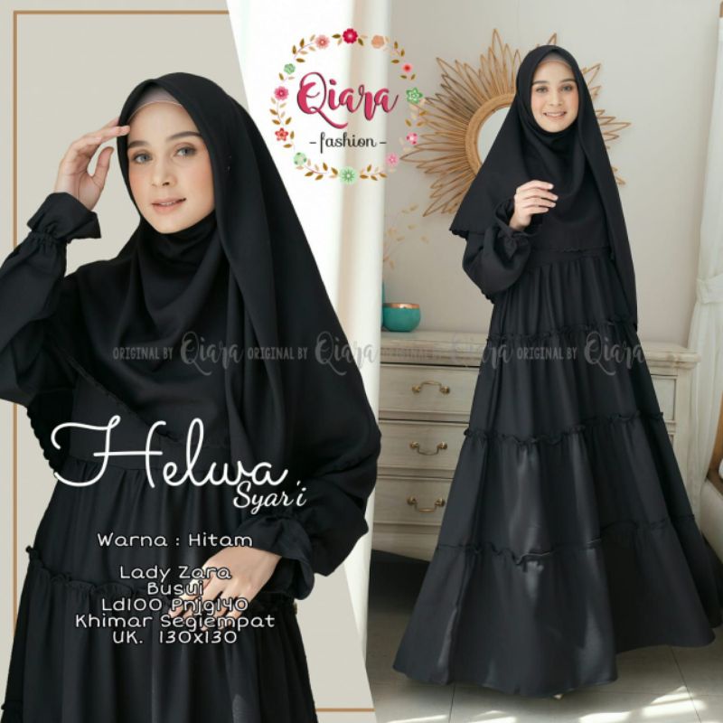 [SALE] Gamis Syari HELWA ori by AzQiara Set Jilbb Segi4