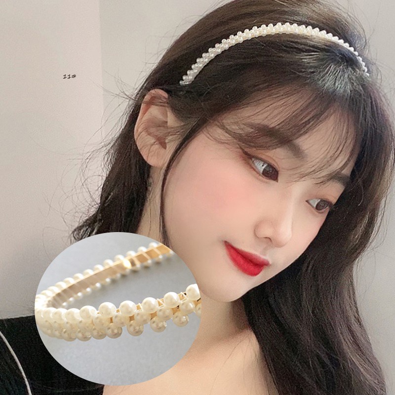 Headband Aksen Mutiara Gaya Korea Untuk Aksesoris Rambut