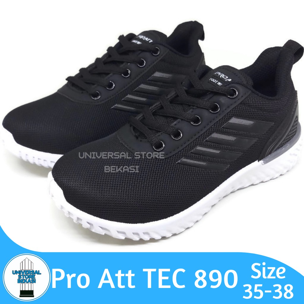 Sepatu Sekolah Anak Laki Pro Att TEC 890 Hitam Putih Sepatu Sekolah SD Sneakers Anak Cowok