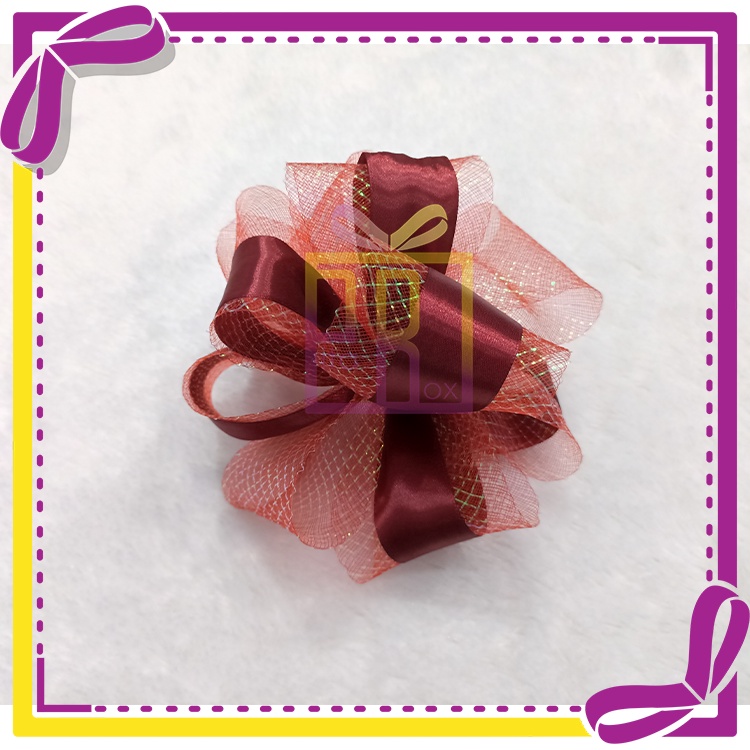 

Pita kado souvenir besar jumbo pompom senar satin hias jadi siap pakai