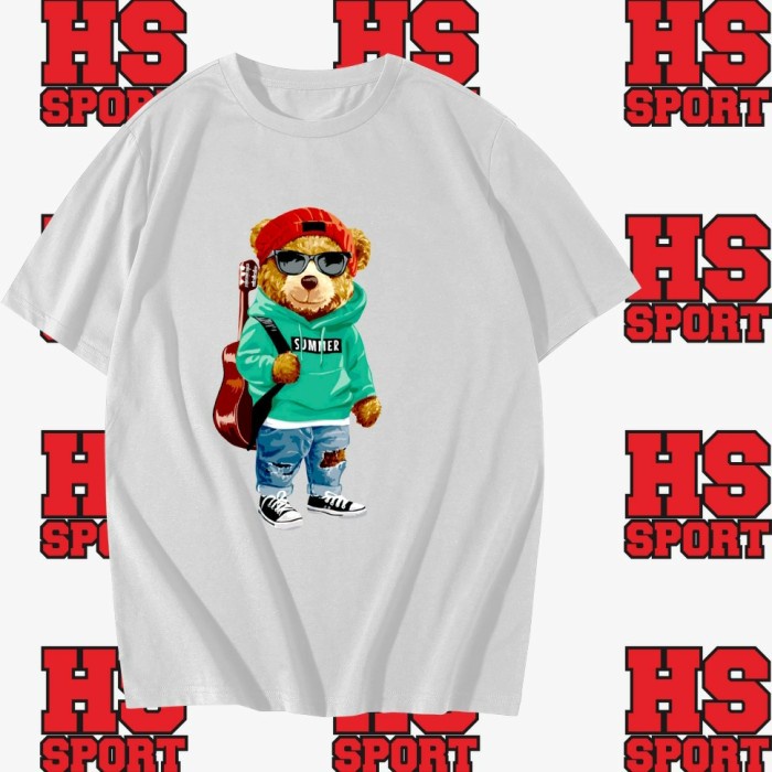 KAOS BEAR - BAJU BERUANG - TSHIRT BEAR - BAJU BEAR PERGI MAIN GITAR