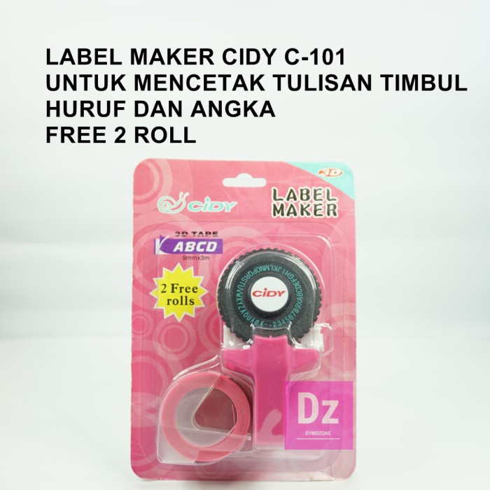 CIDY dymo embossing label maker - Merah Muda