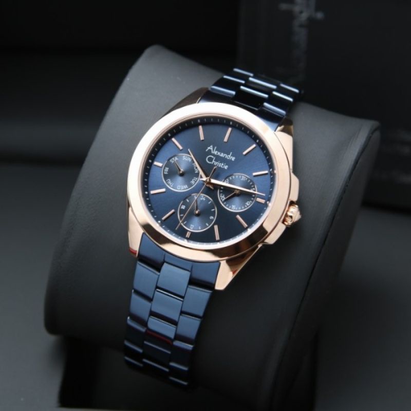 Jam Tangan Wanita Alexandre Christie AC 2977/AC2977 Original - Biru Rosegold