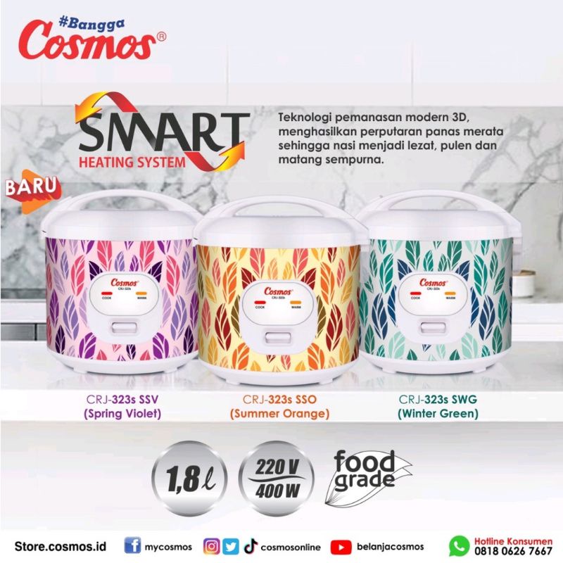 PRODUK BARU!!! Rice Cooker Magic Com Cosmos CRJ 323S Anti Lengket Original Baru dan Bergaransi Resmi