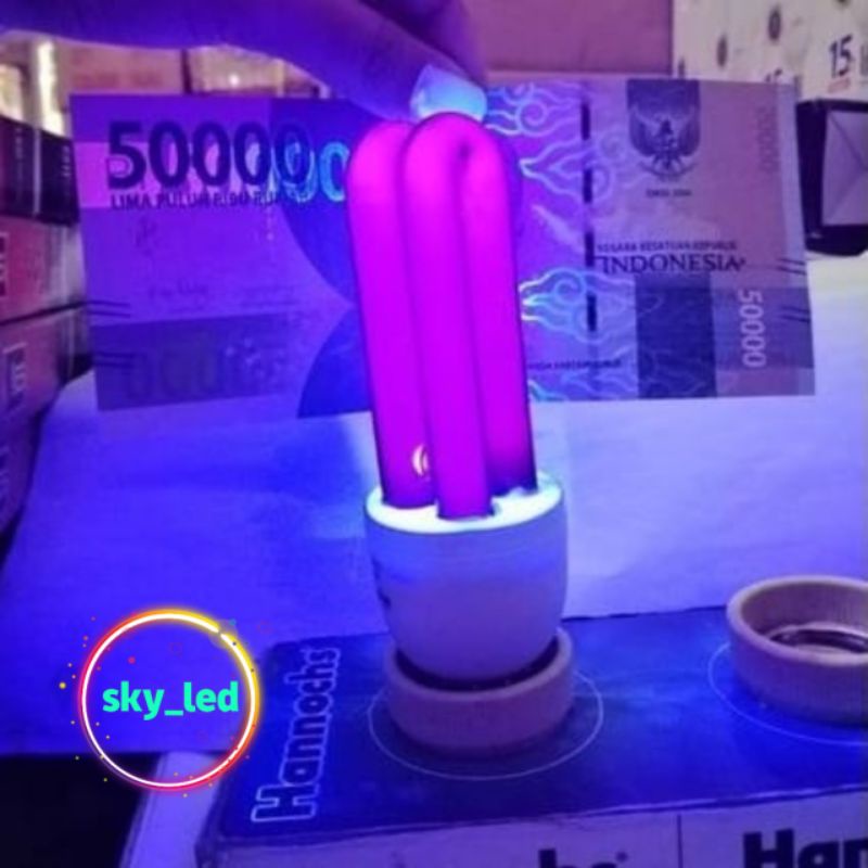 LAMPU PLC UV MONEY DETECTOR 11W 15W 18W 20W ULTRA VIOLET MONEY TESTER E27 PENDETEKSI UANG PALSU