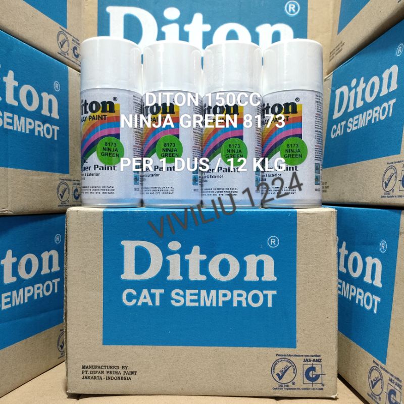 Pilok Cat Diton Ninja Green 8173 Per 1 Dus / 12 Klg Hijau Ninja 150cc Harga Per 1 Dus (12) Cat Semprot Diton 150cc Pilok Diton Pilox Diton Cat Diton 150cc