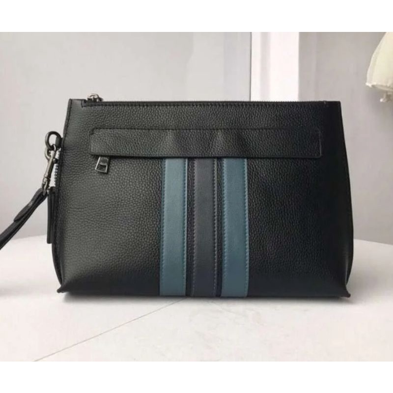 COACH CLUTCH IN SIGNATURE (F31514) Black Stripe Navy