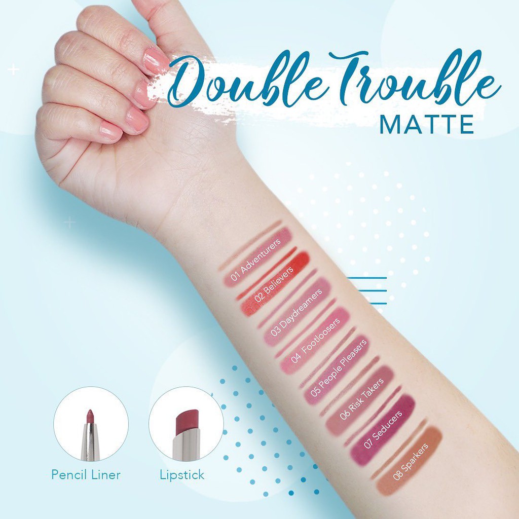 ⭐BAGUS⭐ MADAME GIE DOUBLE TROUBLE MATTE &amp; CREAMY SERIES | Lipstick 2 in 1