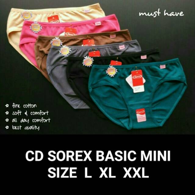 Celana Dalam Wanita Basic Mini Cotton Soft Sorex 1227 / Cd Cewek Sorex Soft Comfort Size L XL XXL