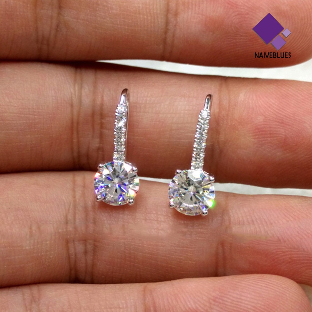 Anting Kait Bentuk Bulat Bahan Cubic Zirconia Untuk Wanita